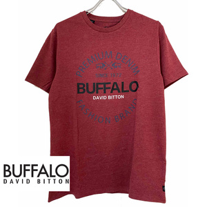 新品 L ★ コストコ BUFFALO メンズ 半袖 Tシャツ ロゴ ヘザー レッド ユニセックス トップス バッファロー MENS SS TEE DAVID BITTON