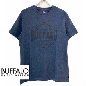 新品 XL ★ コストコ BUFFALO メンズ 半袖 Tシャツ ロゴ ネイビー ヘザー ユニセックス トップス バッファロー MENS SS TEE DAVID BITTON