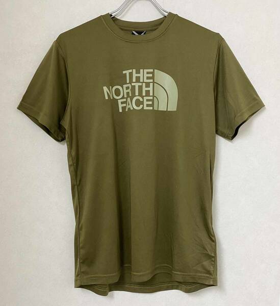 新品 M ★ THE NORTH FACE ザ ノースフェイス 半袖 ロゴ Tシャツ 速乾 カーキ US-S NF0A4CDV37U1 ドライ REAXION EASY メンズ レディース