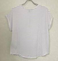 新品 XL ★ コストコ BUFFALO レディース 半袖Tシャツ ストライプ ホワイト パープル US-L スーパーソフト ゆったり 大きめ オーバーサイズ_画像4