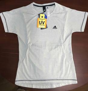  новый товар S * adidas короткий рукав футболка EUA47 CX4447 светло-серый Adidas UV Climalite спорт одежда карман poketabru