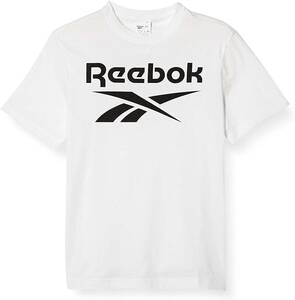 新品 L ★ Reebok リーボック スタックト Tシャツ ホワイト 半袖 ビッグ ロゴ IEH23 メンズ レディース ユニセックス シンプル コットン