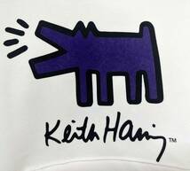 新品 160 ★ Keith Haring キース ヘリング 裏起毛 パーカー 長袖 ホワイト 14/16 メンズ レディース ジュニア Barking Dog 犬 ドッグ_画像4