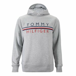 新品 S ★ Tommy Hilfiger トミーヒルフィガー 裏起毛 パーカー グレー ビッグロゴ フーディ プルオーバー メンズ レディース 男女兼用