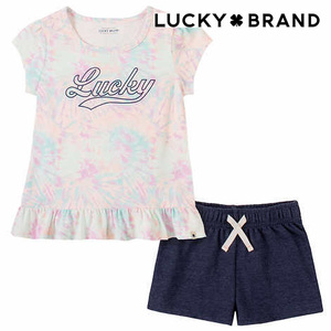  new goods 120 * cost ko Lucky brand top and bottom set short sleeves T-shirt short pants 5T purple Denim setup LUCKY BRAND American Casual 