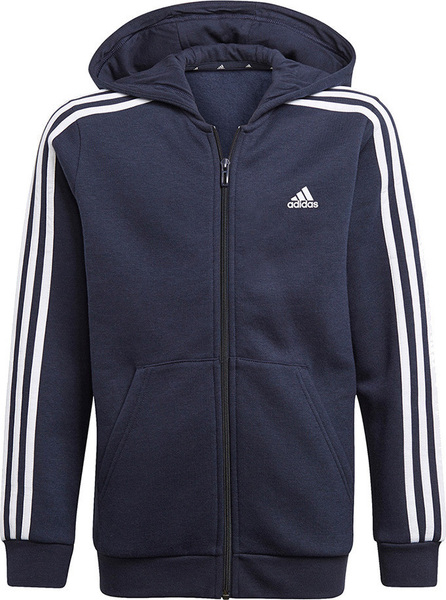 新品 140 ★ adidas アディダス スウェット フルジップ パーカー ネイビー 3ストライプス BG156 裏起毛 ジュニア 上着 ジャケット 男女兼用