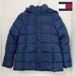 新品 M ★ トミーヒルフィガー レディース 中綿 ジャケット ネイビー フード取り外し可 Tommy Hilfiger Hooded Thermal Jacket ロゴ 紺