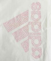 新品 XL ★ adidas アディダス 半袖 Tシャツ ゼブラ ロゴ IYQ96 HA1317 ホワイト ピンク OT グラフィック トレーニングウェア レディース_画像4