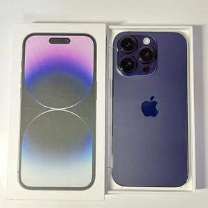 1円~【初期化済み】美品 Apple iPhone 14 Pro 256GB ディープパープル MQ1E3J/A SIMフリー ACロック解除済み バッテリー最大容量94% 箱付き