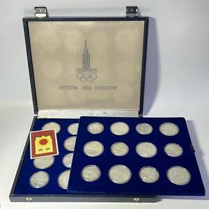1円~【コレクター放出品】MOCKBA 1980 MOSCOW モスクワ 五輪 オリンピック 1980年 記念硬貨 コイン メダル 28枚セット ケース付き G113628