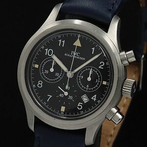 1円 稼働 良品 IWC QZ フリーガー クロノ デイト 黒文字盤 メンズ腕時計 5150310YSD