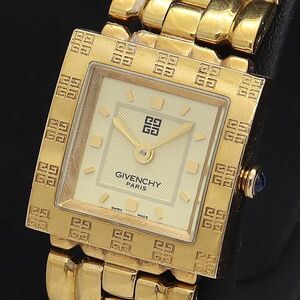 1円 稼働 ジバンシイ QZ 1.558.962 ゴールド文字盤 スクエア レディース腕時計 ERT NKG0572000