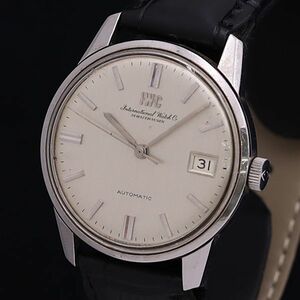 1円 稼働 良品 AT ERT IWC シャフハウゼン デイト シルバー文字盤 メンズ腕時計 OKZ 0038500