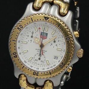 1円 稼働 良品 タグホイヤー QZ S35.006 セル プロフェッショナル200m クロノ デイト 白文字盤 メンズ腕時計 BJT 0080300YSD