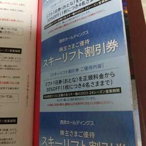 西武 スキー場 リフト券 ３０％割引券 株主優待券 苗場 軽井沢プリンス 万座 志賀高原 富良野　個数１～7