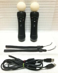 ■ PS Move モーションコントローラー 2個セット 美品 CECH-ZCM1J 動作確認済 PS3 PS4 PS5 対応 SONY 純正品 Playstation VR ケーブル付