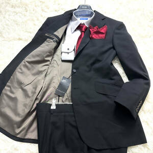 極美品XL.LL~L!BURBERRY LONDONセットアップスーツL40XL.LL~L 最高級クラブコレクション黒ブラックストライプ柄大きい バーバリーロンドン