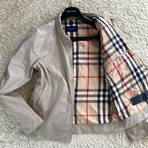 未使用級BURBERRY LONDONジップアップジャケット XL.LL ノバチェック柄M-65ミリタリージャケットクリームベージュ大きいバーバリーロンドン