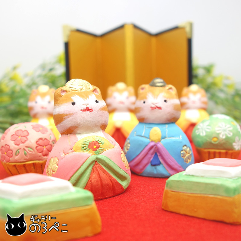 Creative ceramic doll Hinamatsuri kitty doll set ~ Pheasant cat | A cat doll made by an artist at the Hakata Doll Workshop ♪, Handmade items, interior, miscellaneous goods, ornament, object