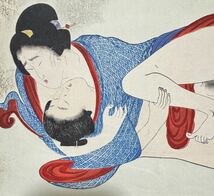 真作/明治期春画 浮世絵 木版画 艶本 枕絵 秘画 裸婦 男根 春宮図 錦絵 サイズ約32.5x23.5cm 11_画像2