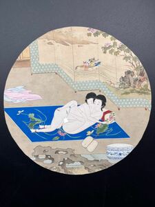 【真作】5 中国清代春画 子富画「蘇州春宮図」肉筆 紙本 唐美人 掛軸 扇面 浮世絵 和本 艶本 枕絵 秘画 裸婦 男根 