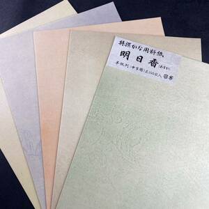 新料紙 明日香 100枚 半紙 仮名加工紙 書道用紙 作品用紙 文房四宝 書道 中字 仮名文字 まとめ売り 書道半紙 美術 ペン字 毛筆