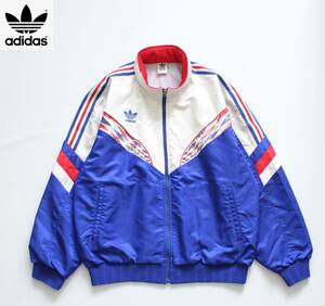 [ adidas Adidas ]80s' трехцветный Zip блузон XO джерси ASR-8253 Descente обращение Vintage Parker жакет б/у одежда 