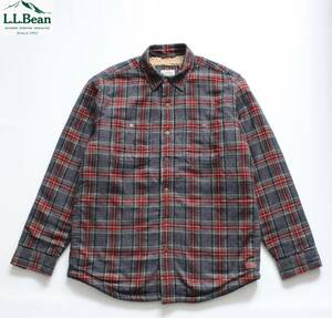 【 L.L.BEAN エルエルビーン 】チェック シェルパ ラインド スコッチ プラッド フランネルシャツ M ボア ジャケット TC505647 定価\17,600