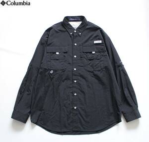 【 Columbia コロンビア 】UPF50 PFG BAHAMA II L/S SHIRT バハマII 長袖シャツ M/大きめ FM7048 定価\8,690 ブラック オムニシェイド 釣り