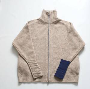 [ is lada mania ] Zip up wool knitted M size cardigan 51-15-0513-156 regular price \28,600 sweater ta-toru neck high‐necked 