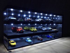 カーディーラー3階 ブラックモデル ジオラマ模型 ミニカー鑑賞 LED 1/64,1/43