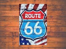 ブリキ看板 ルート66 Route 66 64 メタルプレート DIY インテリア ガレージ アメリカン雑貨 レトロ風 ビンテージ風 おしゃれ 新品_画像2