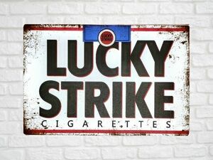 ブリキ看板 LUCKY STRIKE ラッキーストライク 119 メタルプレート DIY インテリア たばこ シガー アメリカン雑貨 レトロ風 世田谷ベース