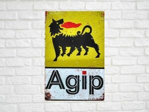 ブリキ看板 AGIP 70 DIY メタルプレート イテリア ガレージ アメリカン雑貨 レトロ風 新品 おしゃれ 