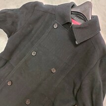 【希少サイズ XL】ヒューゴボス 【カシミヤ混】 HUGO BOSSピーコート ウール カシミア ブラック Pコート ダブルブレスト 黒 赤タグ 白_画像5