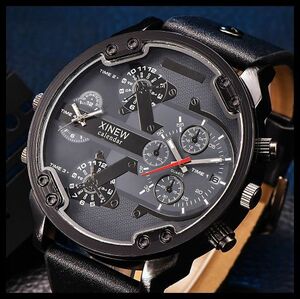 1●■新品－未使用■●腕時計(XINEW黒)クロノグラフ アンティークカシオG-SHOCKバーバリーディーゼルセイコーグランドセイコーアルマーニ