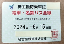 名古屋鉄道 電車・名鉄バス全線 株主優待乗車証 －2024年6月15日まで_画像1