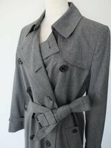 【送料込】Aquascutum アクアスキュータム コート Mサイズ グレー ライナー取り外し可 毛100％ 日本製 ロングコート ベルトあり 6431769_画像3