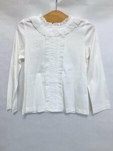 [ including carriage ][ for girl ] tag equipped *mezzo piano Mezzo Piano shirt 120cm eggshell white × navy ribbon attaching long sleeve cotton 100% s3406182