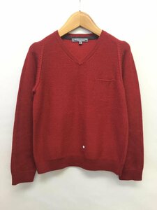 【送料込】[キッズ/子供服]　Bonpoint　ボンポワン　セーター　130cm　赤レッド　ウール100％　Vネック　シンプル　男の子用 /n471158