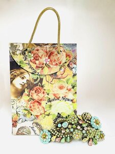 【送料込】 Michal Negrin ミハエルネグリン ファッション小物 レースヘアバレッタ 水色 グリーン イエロー 花 パーティー 結婚式/6432250