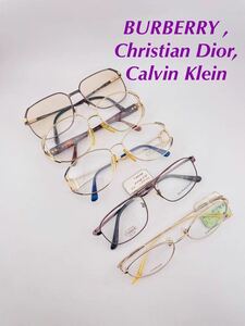 QA262 BURBERRY , Christian Dior, Calvin Klein メガネ　フレーム　まとめ　日本製　オーストリア　ビンテージ　フレーム　金属ゴールド