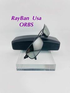 QA318 レイバン　ORBS ビンテージ　ボシュロム製　サングラス　マットブラック　G-15 薄いミラーシルバー　B&L RAYBAN USA