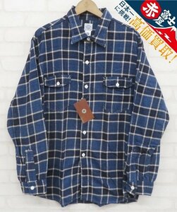 7T8552/未使用品 POST O'ALLS 3216-FP1 The NAVY CUT2 ネルシャツ ポストオーバーオール