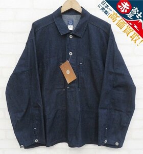 7T8542/未使用品 POST O'ALLS 1204-8D ARMY SHIRT 8oz. Denim ポストオーバーオール デニムアーミーシャツ