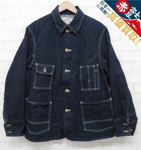 7T6544/ウエアハウス インディゴヘリンボーンカバーオール WAREHOUSE INDIGO HERRINGBONE COVERALL WITH CHINSTRAP