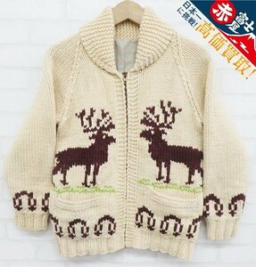 7T8318/60s couch n sweater reindeer pattern ko-tsu& Clarke zipper Vintage 