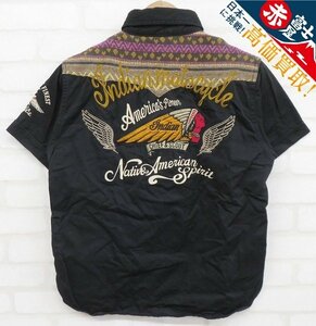 7T8051/Indian Motocycle 半袖刺繍ワークシャツ インディアンモトサイクル