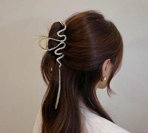 ビジュー バンスヘアクリップ ヘアアクセサリー タッセル 韓国 ゴールド