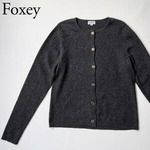 FOXEY BOUTIQUE フォクシーブティック　カシミヤニットカーディガン　シルク混　ロゴボタン　長袖　アウター　羽織 レディース